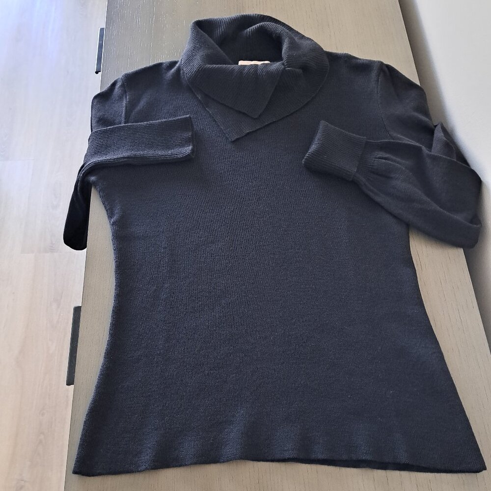BYBLOS Made in Italy Black Split Collar Wool Pullover Sweater Vintage Size EU 40